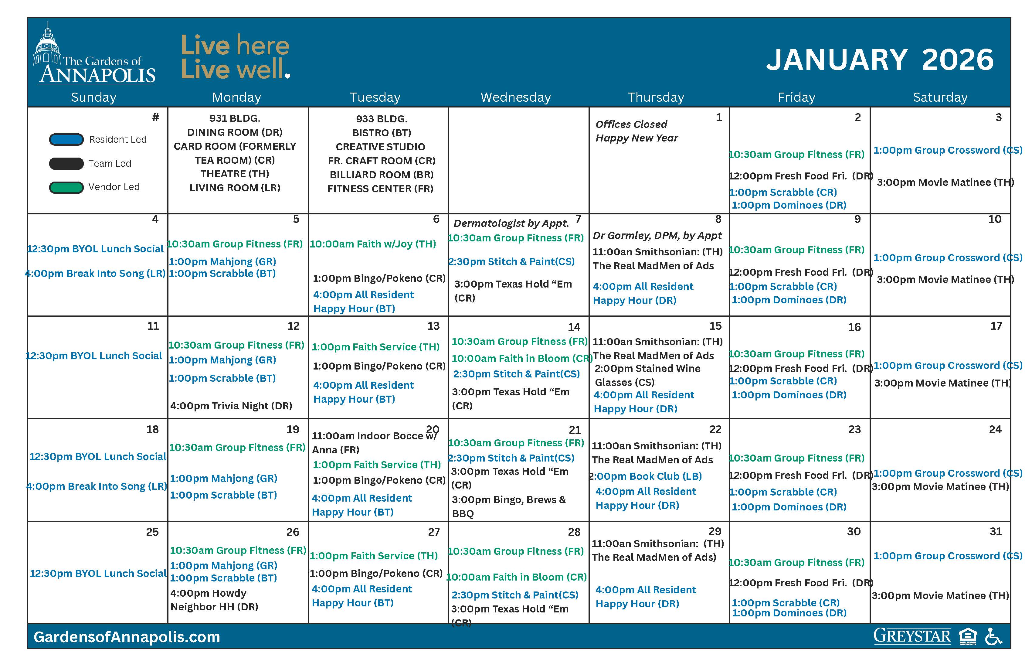 a calendar with events