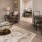 a living room with a rug