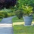 a bench next to a garden